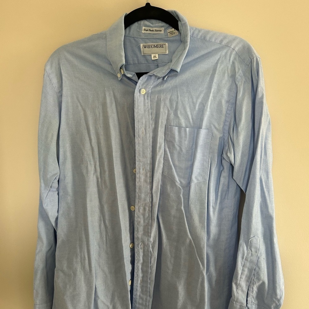 WOODMERE Men’s Button Down Shirt Size 15.5 32/33 Light Blue Oxford